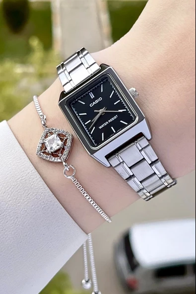 Casio CSISTE35 Kadranı Siyah Kordonu Gümüş Renk Hediye Paketli Kadın Kol Saati ürün görseli 1