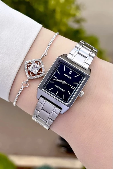 Casio CSISTE35 Kadranı Siyah Kordonu Gümüş Renk Hediye Paketli Kadın Kol Saati - Resim 2