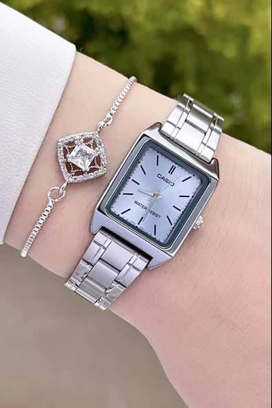 Casio CSISTE36 Kadranı Mavi Kordonu Gümüş Renk Hediye Paketli Kadın Kol Saati - Resim 2