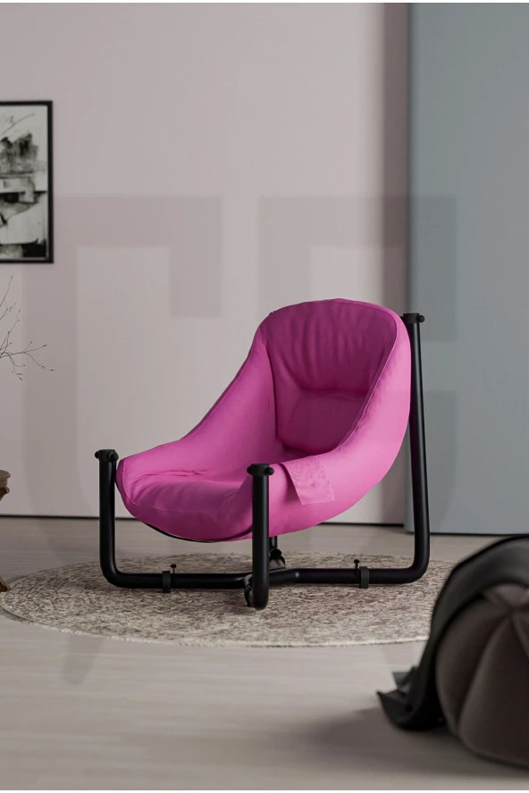 Çavdar Group Comfort Tekli Relax Koltuk Puf Minder Tek Kişilik Mini Rahat Koltuk Pembe