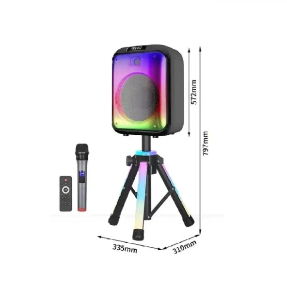 Nodar NDR102B Bluetooth Hoparlör 12 İnç Rgb Led & Mikrofon & Kumanda & Woofer & Tweeter - 4