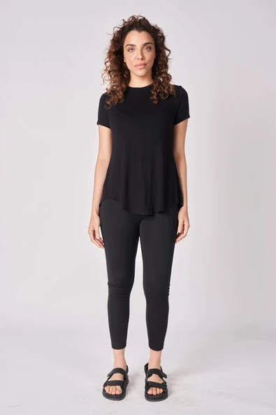 Kadın Oversize Bisiklet Yaka Kısa Kollu Tişört  2XL Haki - Resim 5