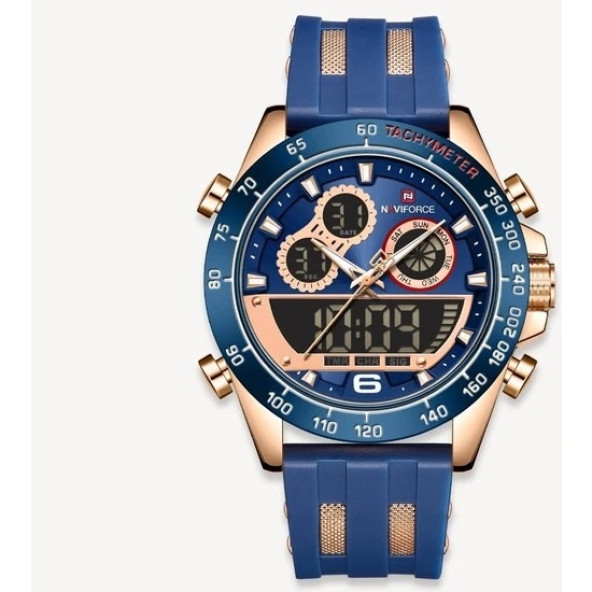 Naviforce Analog Dijital Su Geçirmez Silikon Kayış NF9188 Erkek Kol Saati