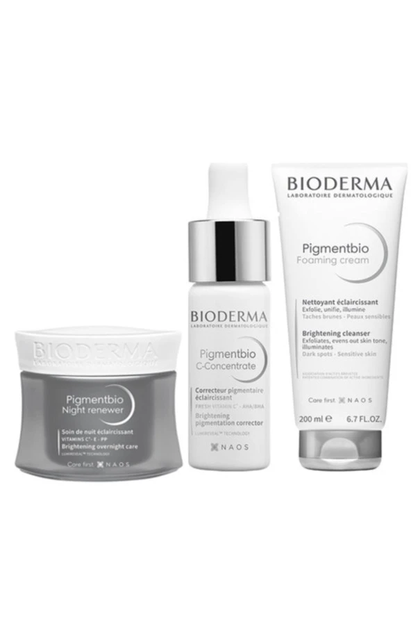 Bioderma Pigmentbio Leke Serisi | Gece Kremi + Serum + Temizleme Jeli Orijinal Boy