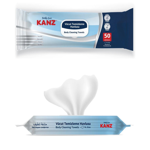 KANZ VÜCÜT TEMİZLEME MENDİLİ 50Lİ