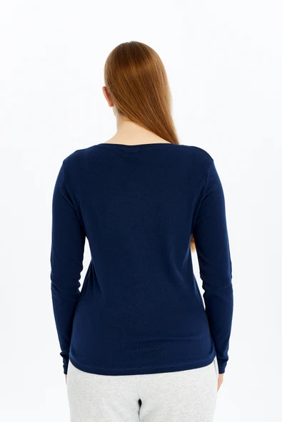 Kadın Uzun Kollu V Yaka Tişört - Resim 11