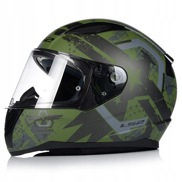 LS2 Rapıd 2 Thunder Bırds Kapalı Motosiklet Kaskı Mat Yeşil-siyah-gri - 3