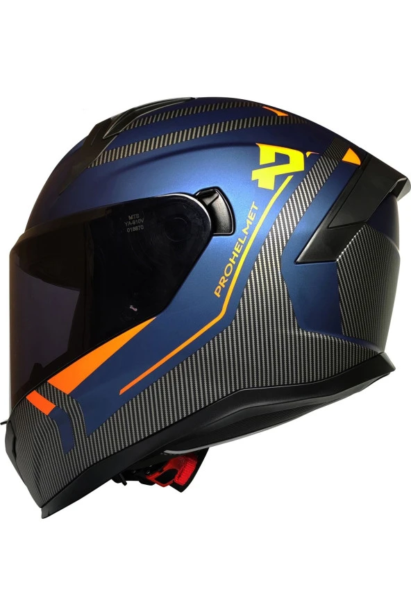 Mts M-910 Blue Güneş Vizörlü Kask (Siyah Camlı)