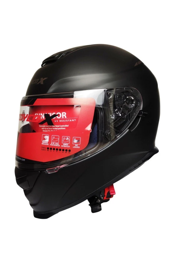 Scoyco X507 Güneş Vizörlü Kapalı Motosiklet Kaskı Mat Siyah - 2