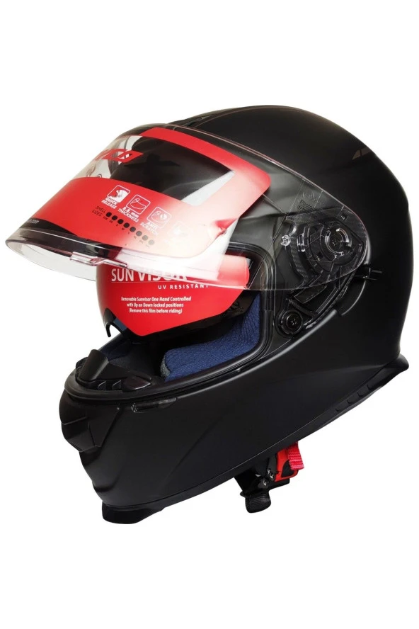 Scoyco X507 Güneş Vizörlü Kapalı Motosiklet Kaskı Mat Siyah - 3