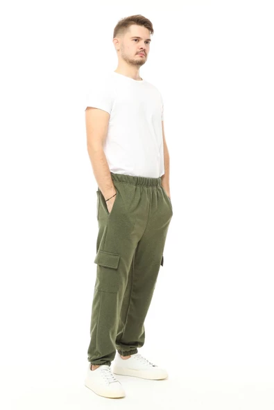 Erkek Kargo Cepli Jogger Eşofman Altı İndigo - 5
