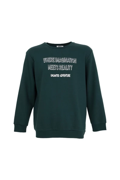 Erkek Baskılı Sweat Yeşil - 3
