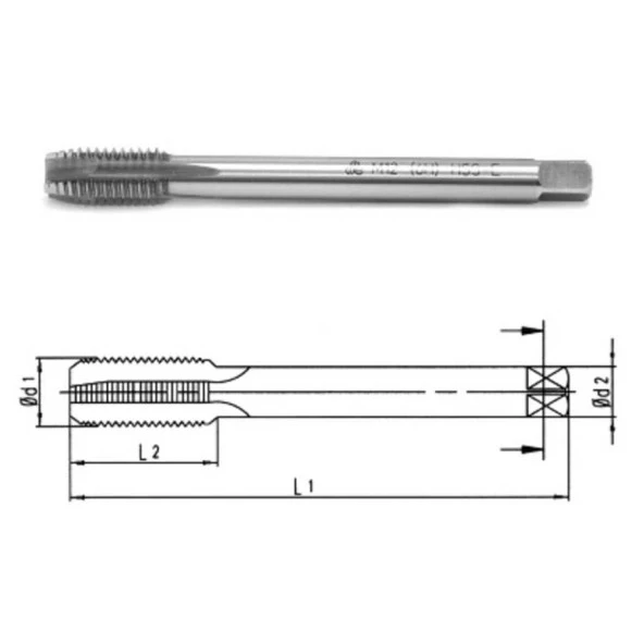 Makina Takım M16 Hss-E Din376/C Düz Kanallı Makina Kılavuzu-Mte