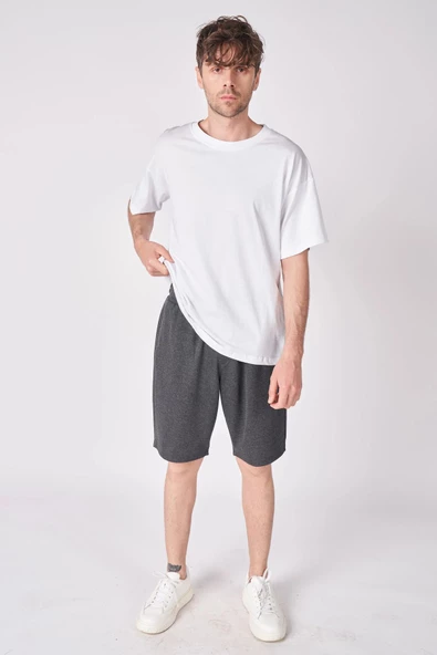 Erkek Pamuk Karışımlı Oversize Bermuda - 10