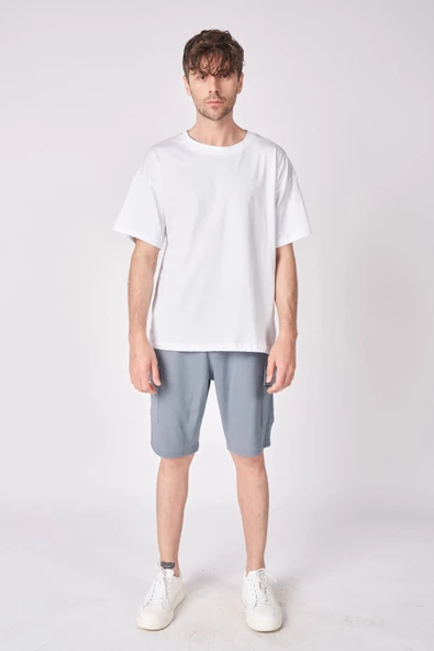 Erkek Pamuk Karışımlı Oversize Bermuda - 10
