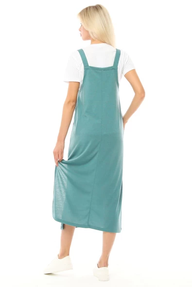 Kadın Askılı Yırtmaçlı Elbise - 11