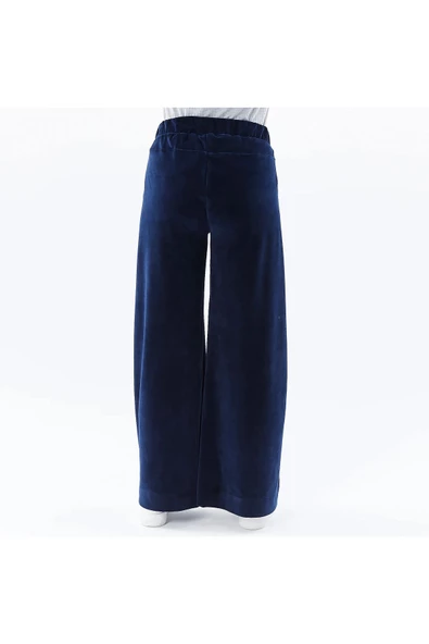 Kadın Oversize Bol Paça Pantolon Lacivert - 5