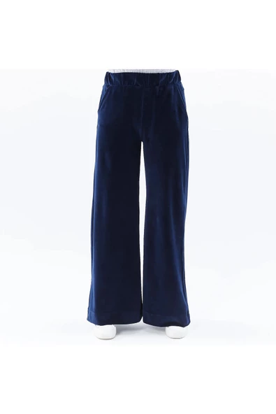 Kadın Oversize Bol Paça Pantolon Lacivert - 3