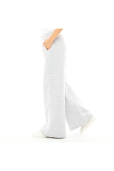 Kadın Oversize Bol Paça Pantolon Kar Melanj - Resim 3