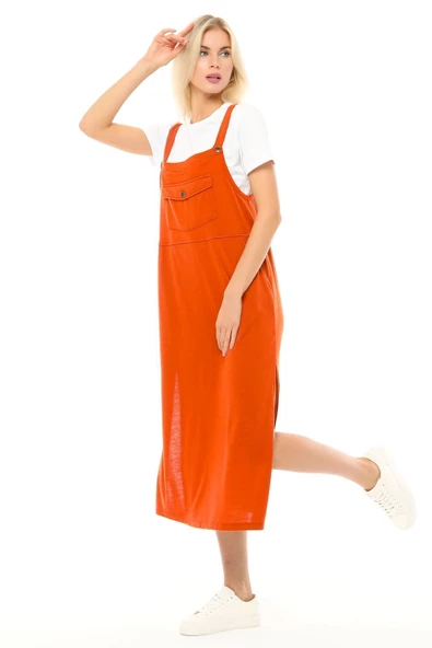 Kadın Askılı Yırtmaçlı Elbise - 6