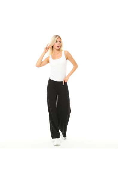 Kadın Oversize Bol Paça Pantolon Kar Melanj - Resim 8