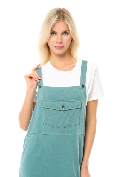 Kadın Askılı Yırtmaçlı Elbise - 12