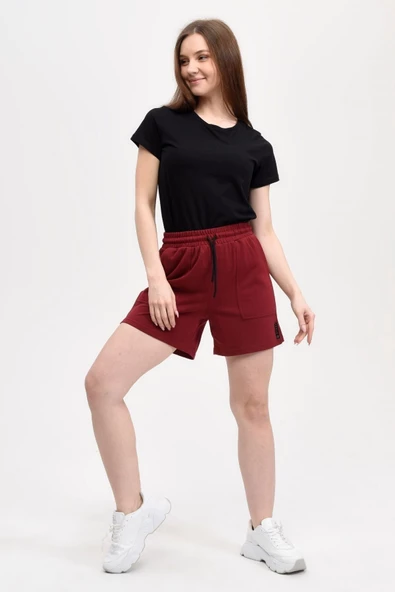 Kadın Şort Bordo - 3