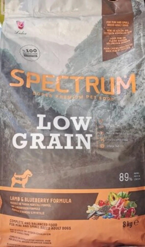 Spectrum Low Grain Kuzu Etli ve Yaban Mersinli Küçük Irk Yetişkin Köpek Maması 8 KG +1 Kg Hediyeli