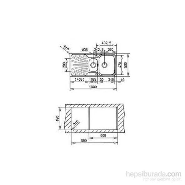 TEKA NERİSSA 60 M.KETEN T.ÜSTÜ SOL DAMLALIKLI MUTFAK EVYESİ - 2