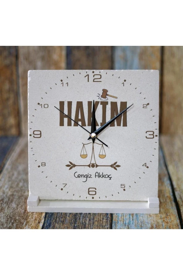 PERA LAZER KESİM Hakime Hediye Doğal Taş Saat 20X20Cm Ks06-1158