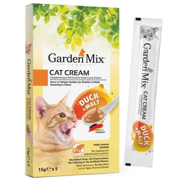 Garden Mix Kedi Kreması Ördekli ve Malt lı Kedi Ödülü (5 x 15 Gr)