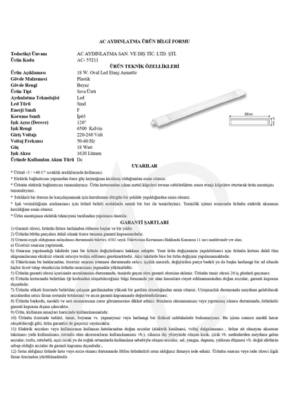 18W Oval Led Etanj Armatür 6500K Beyaz Işık 2 Adet - 2