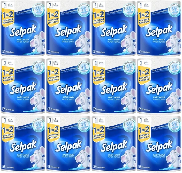 Selpak Kağıt Havlu (3 Katlı) Dev Rulo (12 Li Set)