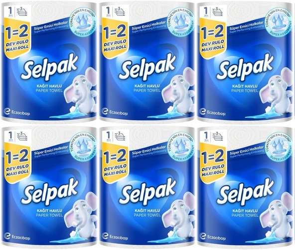 Selpak Kağıt Havlu (3 Katlı) Dev Rulo (6 Lı Set)