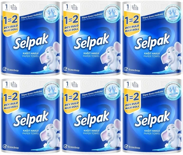 Selpak Kağıt Havlu (3 Katlı) Dev Rulo (6 Lı Set)