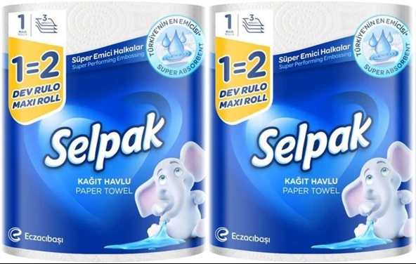 Selpak Kağıt Havlu (3 Katlı) Dev Rulo (2 Li Set)