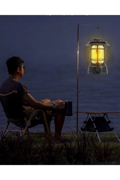 USB Şarjlı LED Kamp Lambası - Bluetooth Müzik Çalar, El Feneri ve Cep Telefonu Şarj Cihazı - 4