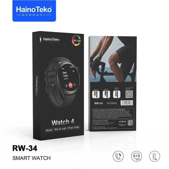 Haino Teko RW34 Watch 4 Amoled Ekran Android İos HarmonyOs Uyumlu Akıllı Saat Siyah - 6