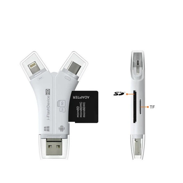 Type-C iPhone Micro Usb Kart Okuyucu SD Multi 4in1