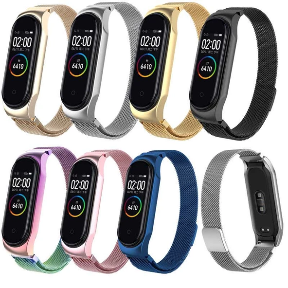 Xiaomi Mi Band 5 Mi Band 6 Uyumlu Metal Hasır Kordon Kayış