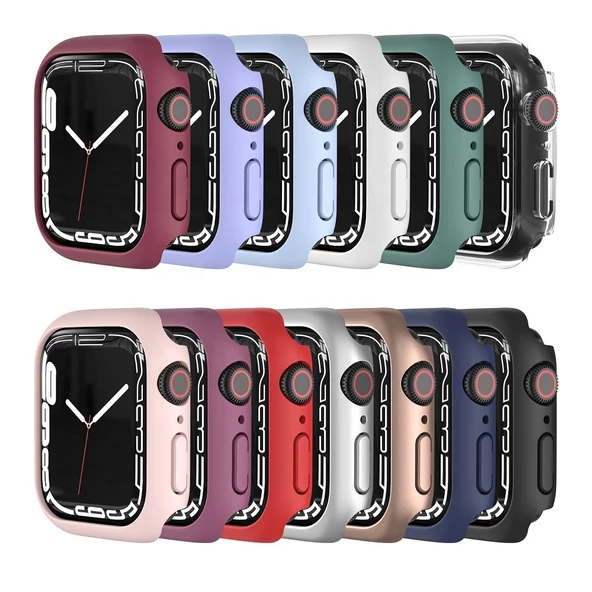Apple Watch 7 Serisi 45mm Rubber Sert Plastik Mat Kılıf Kapak