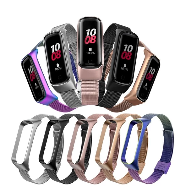Samsung Galaxy Fit 2 R220 Uyumlu Metal Hasır Tokalı Kordon Kayış