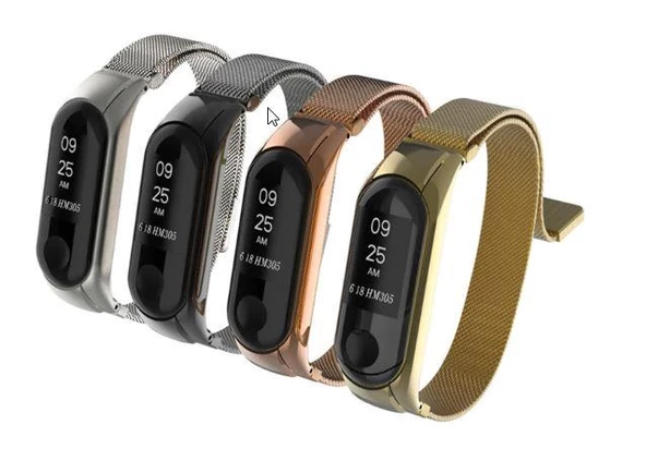 Xiaomi Mi Band 3 4 Uyumlu Akıllı Bileklik Kordon Kayış Hasır Metal