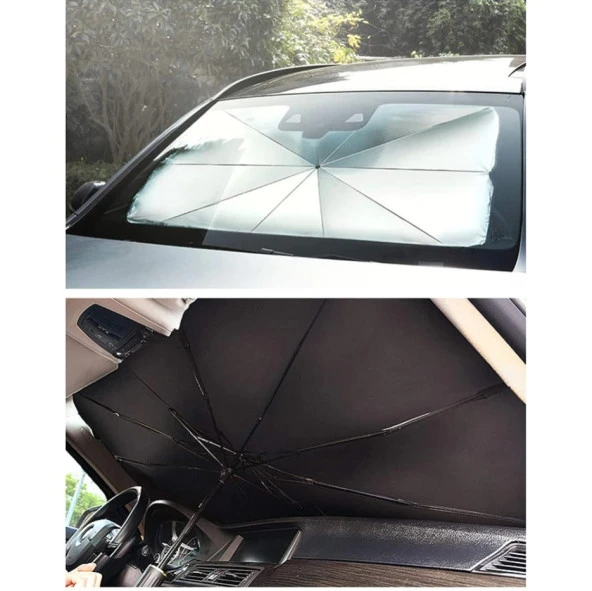 Araç Oto Güneşlik Katlanabilir Şemsiye Ön Cam Güneşlik 125cm-65cm - 6