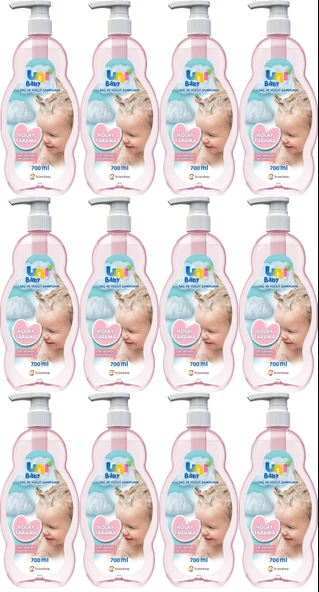 Uni Baby Bebek Kolay Tarama Saç ve Vücut Şampuanı 700ML (Pompalı) (12 Li Set) ürün görseli 1
