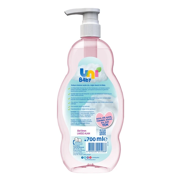 Uni Baby Bebek Kolay Tarama Saç ve Vücut Şampuanı 700ML (Pompalı) (6 Lı Set) - 9
