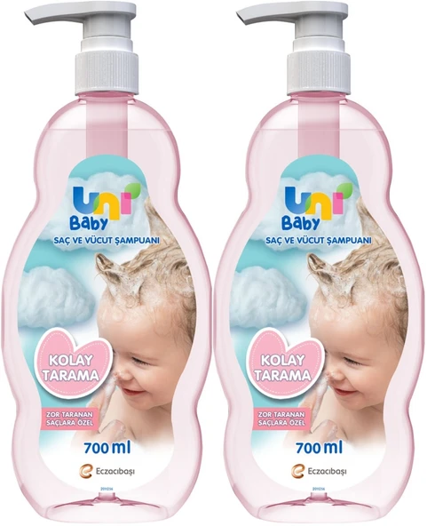 Uni Baby Bebek Kolay Tarama Saç ve Vücut Şampuanı 700ML (Pompalı) (2 Li Set) - 1