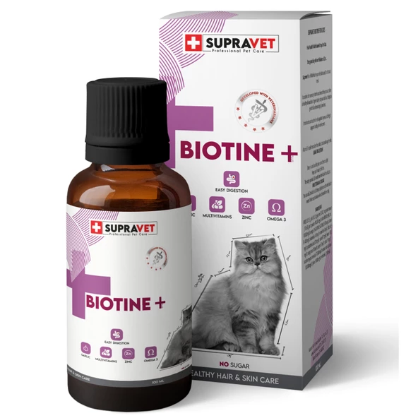 Supravet Biotine Kediler için Tüy Sağlığı Multi Vitamin Damlası 100 ML - 3