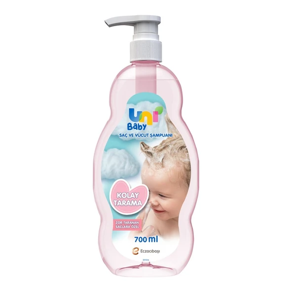 Uni Baby Bebek Kolay Tarama Saç ve Vücut Şampuanı 700ML (Pompalı) (3 Lü Set) - 2