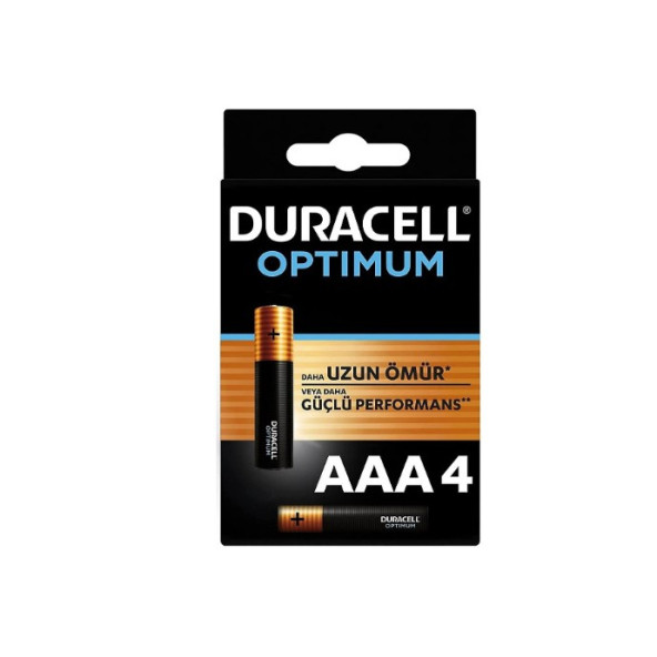 Duracell Optimum 4'lü Alkalin AAA İnce Kalem Pil